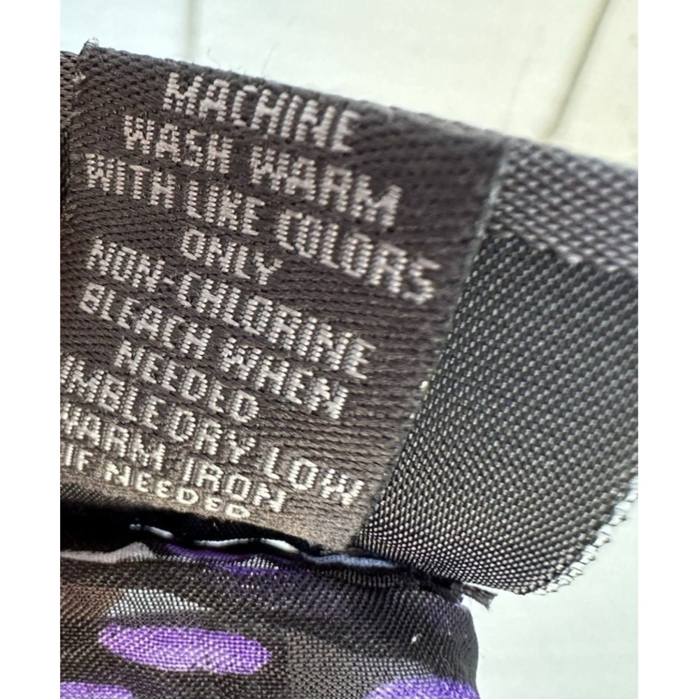Chico's Additions Sheer Textured Scarf Purple Black Abstract Print 19x72 - Picture 4 of 5